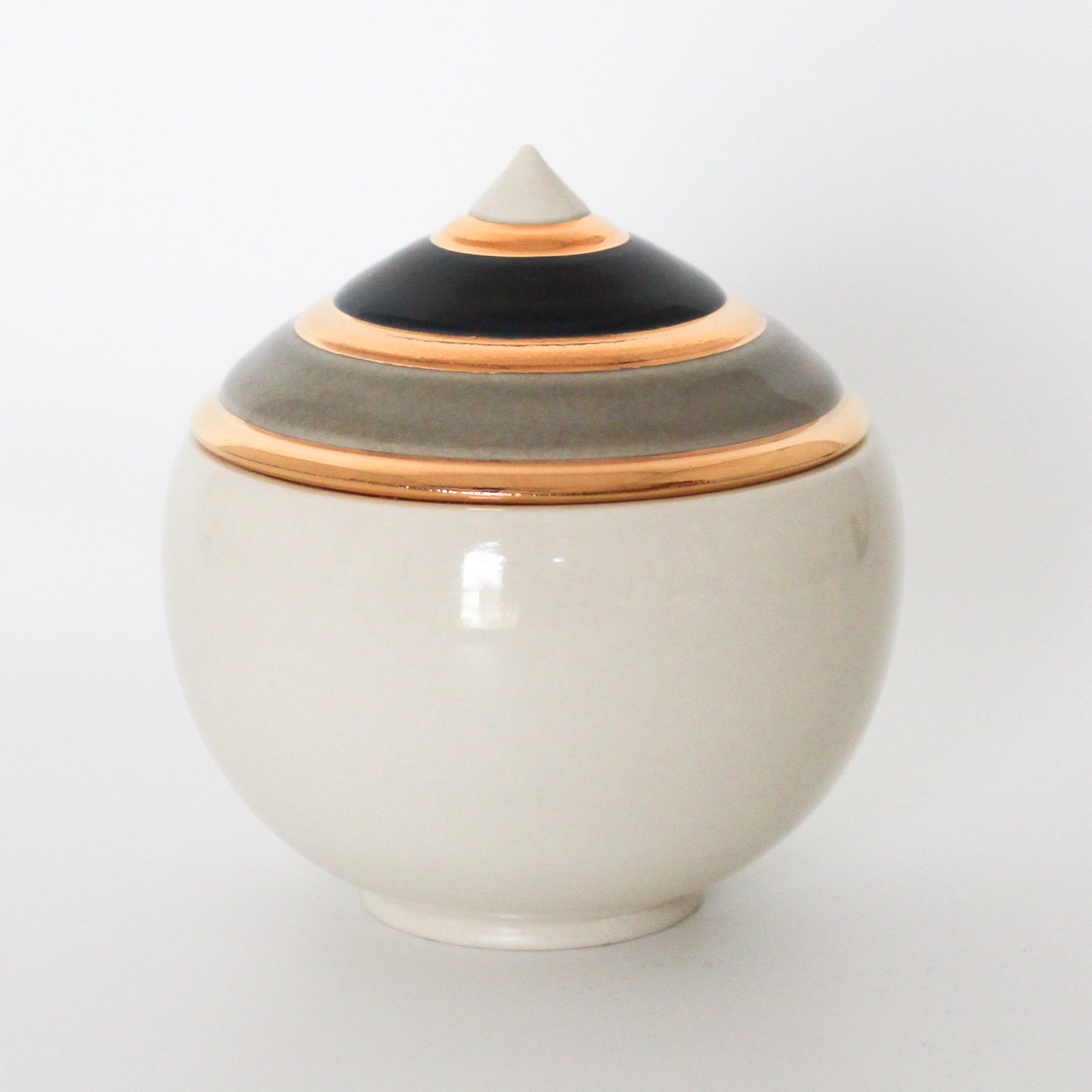 White/Grey/Black Lidded Vessel