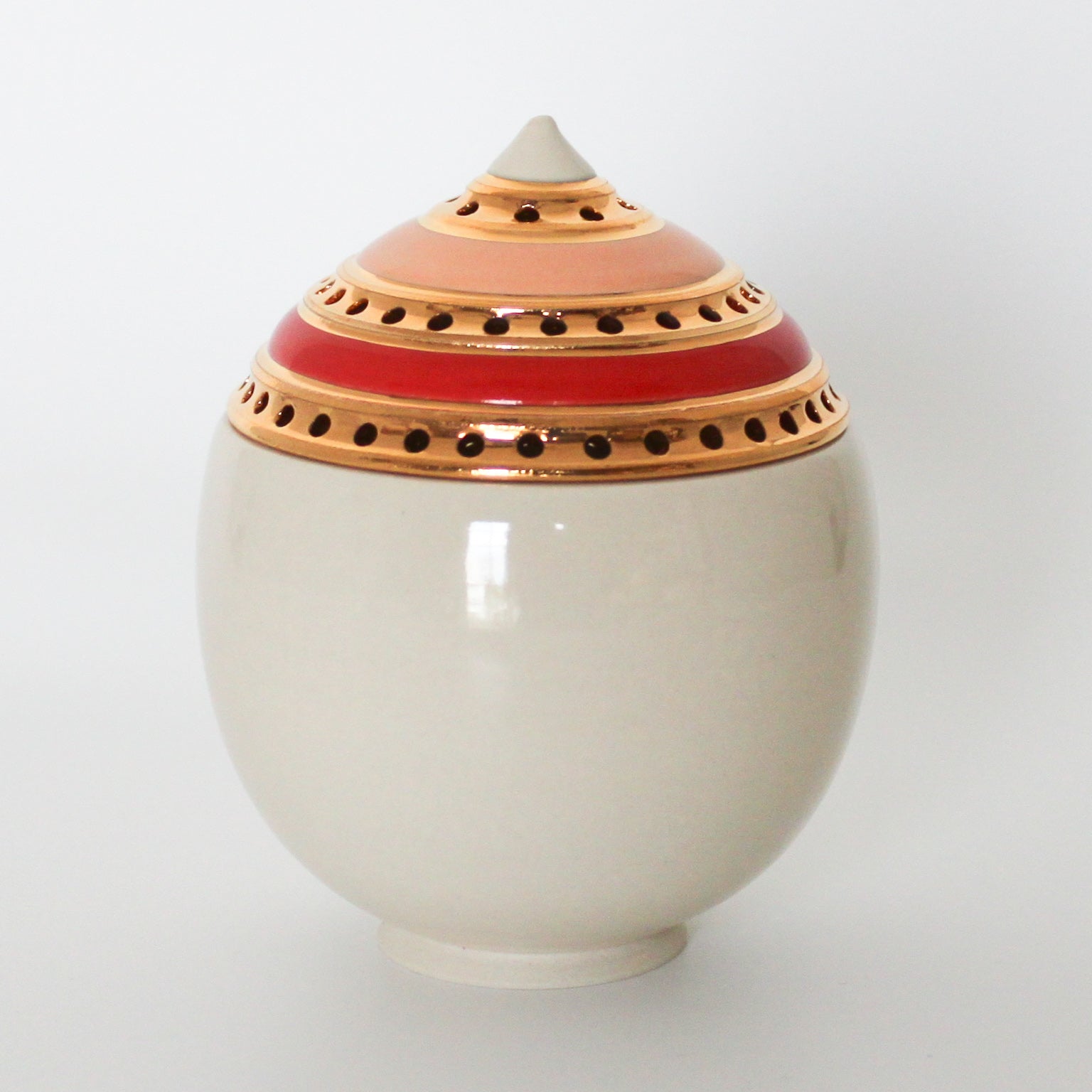 White/Vermillion/Peach Incense Burner