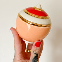 Peach/White/Vermillion Lidded Vessel