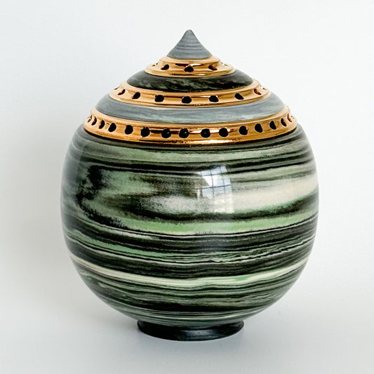 Marbled Green Swirl Incense Burner 2