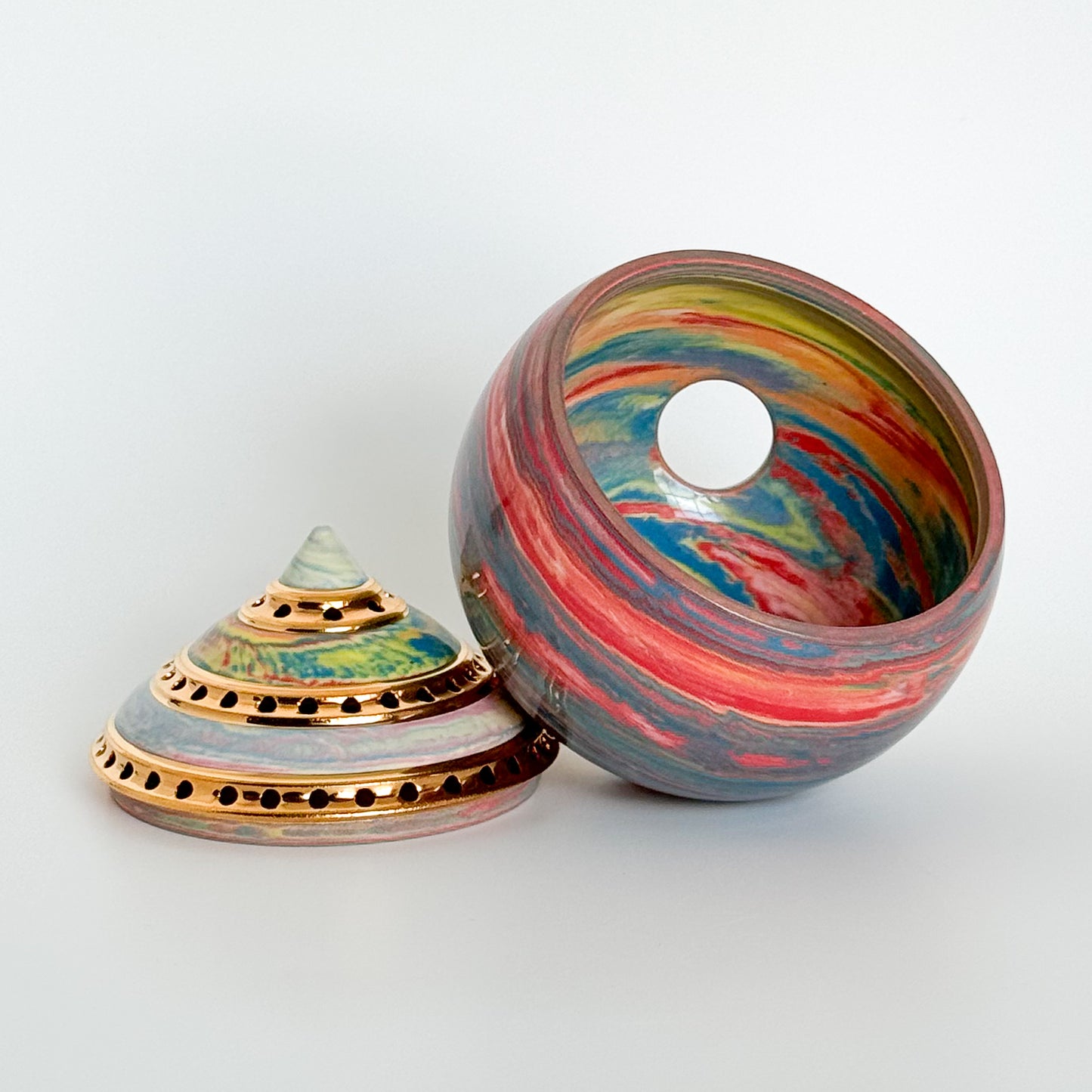 Marbled Psychedelic Swirl Incense Burner 2