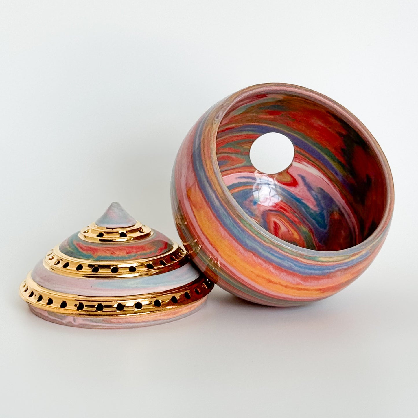 Marbled Psychedelic Swirl Incense Burner 1