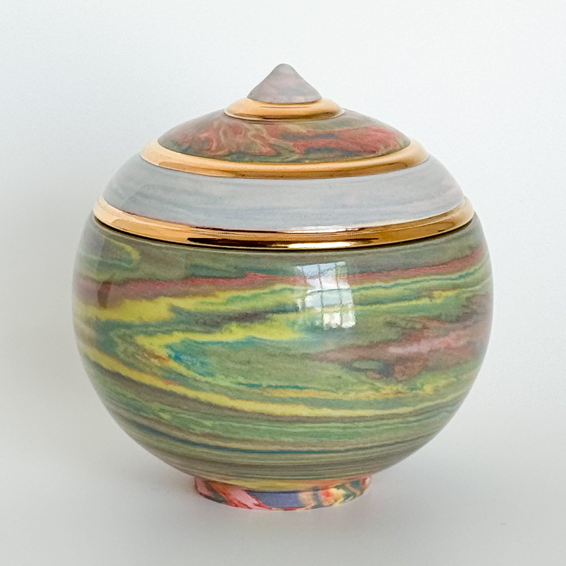 Marbled Psychedelic Swirl Lidded Vessel