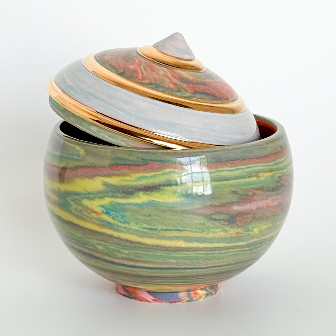 Marbled Psychedelic Swirl Lidded Vessel