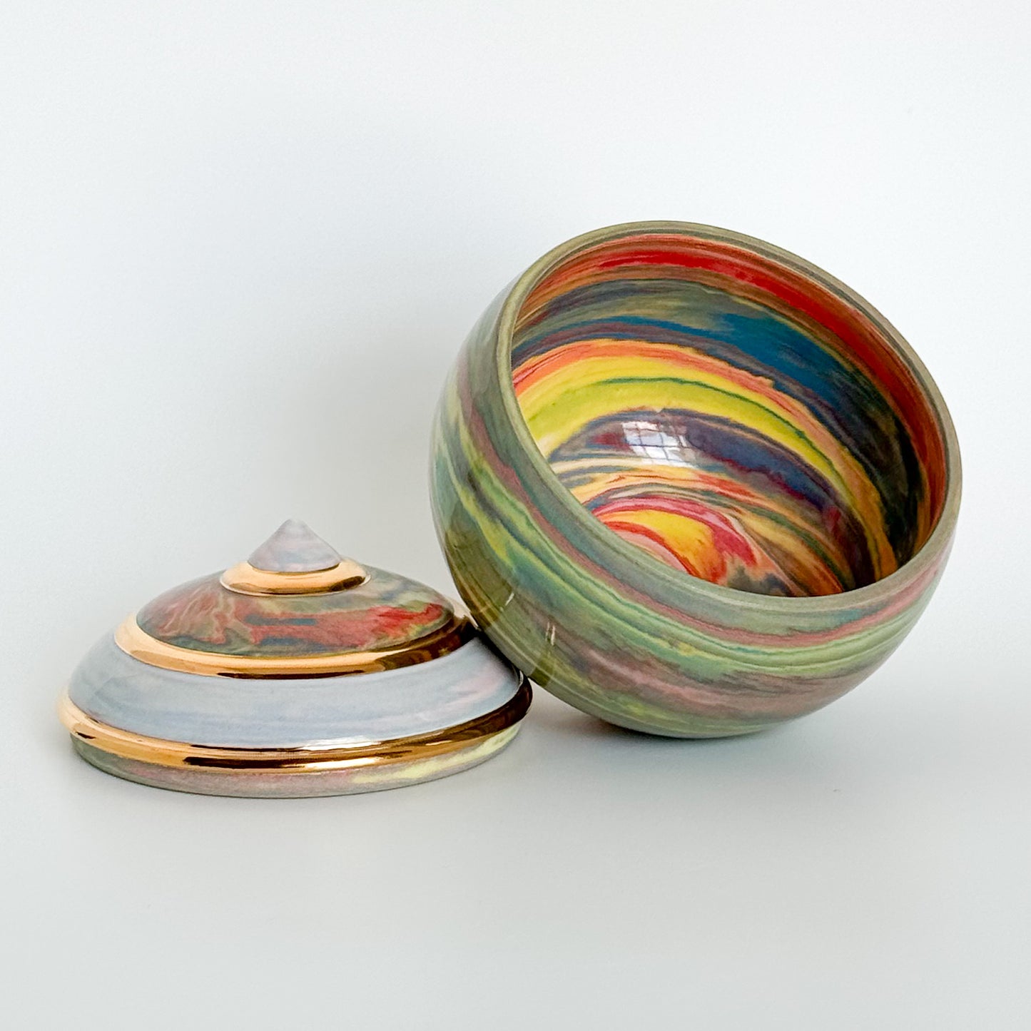 Marbled Psychedelic Swirl Lidded Vessel