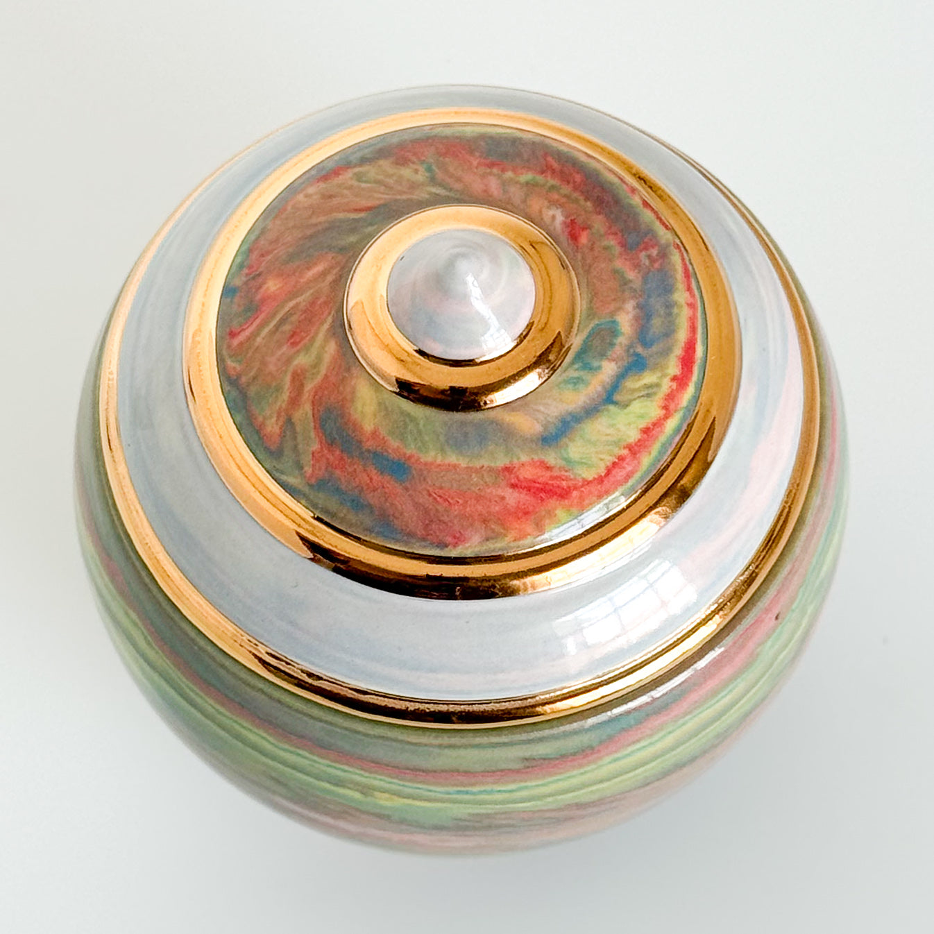 Marbled Psychedelic Swirl Lidded Vessel