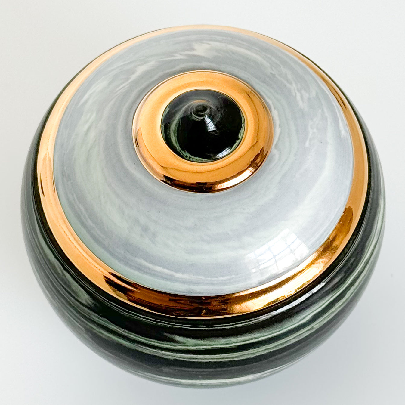 Marbled Green Swirl Lidded Vessel 1