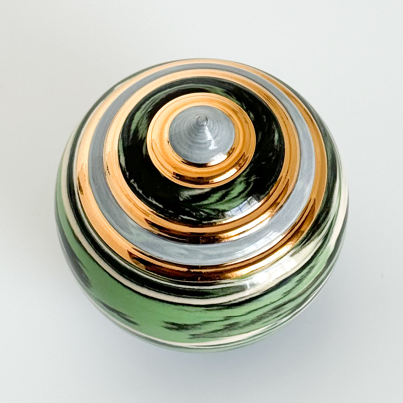 Marbled Green Swirl Lidded Vessel 3