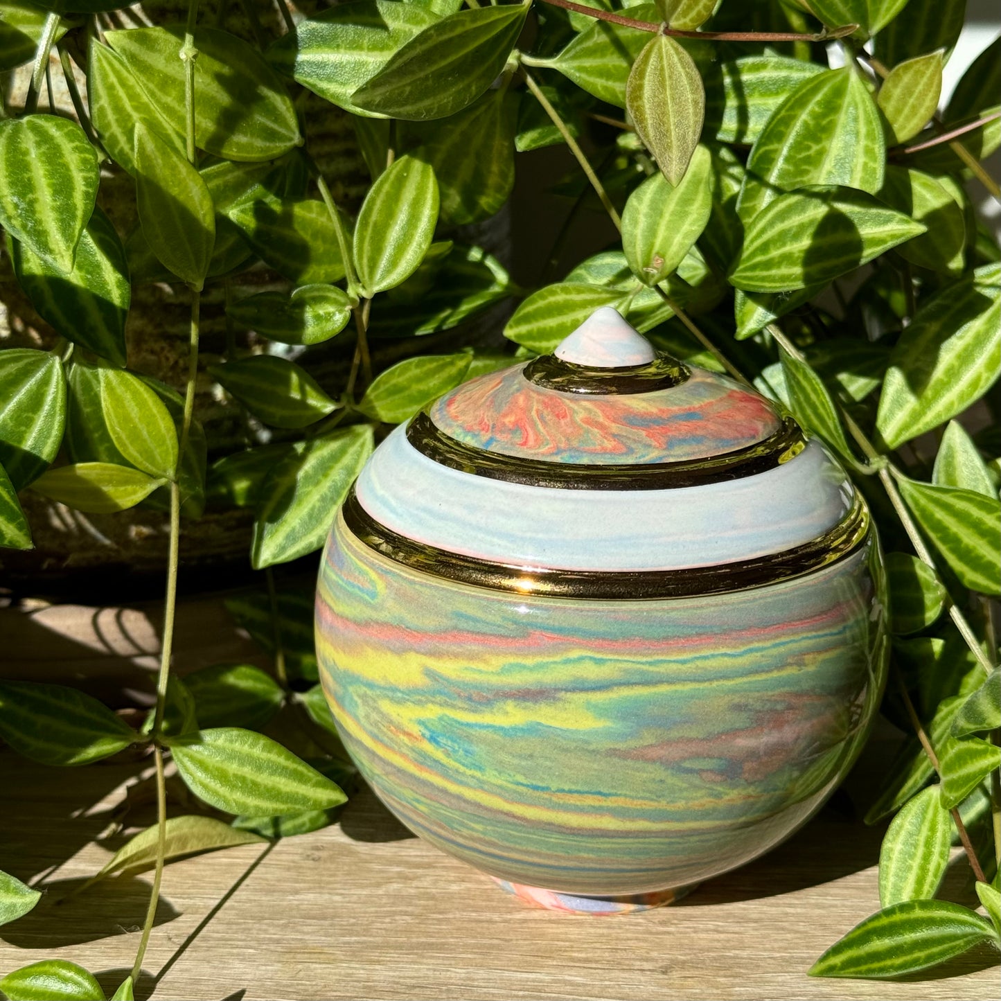 Marbled Psychedelic Swirl Lidded Vessel